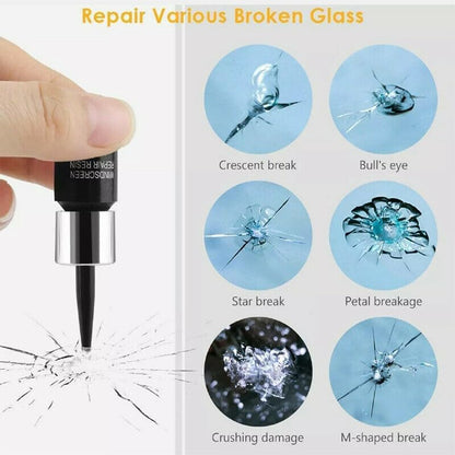 5 Pcs Windshield Crack Repair Kit, Auto Glass Nano Repair Fluid, Crack Repair Liquid Quick Windshield Repair for Chips and Cracks, Window Screen Repair Kit, Car Windshield Resin Crack Tool Kit