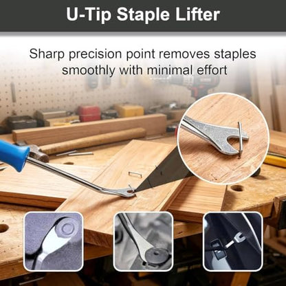 Construction & Upholstery Staple Remover Set, Tack Puller Nail Remover Tool