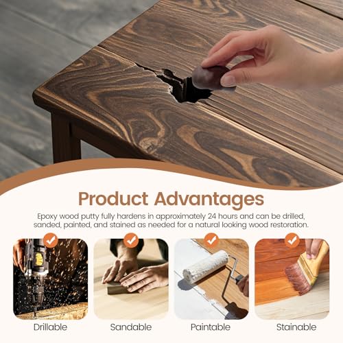 Boncart 21.16 oz 2-Part AB Epoxy Wood Putty - color: Dark Brown