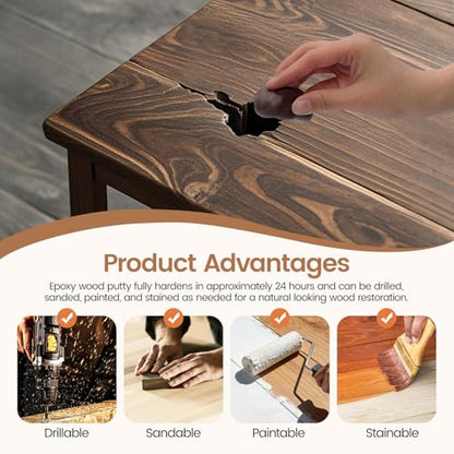 Boncart 21.16 oz 2-Part AB Epoxy Wood Putty - color: Dark Brown