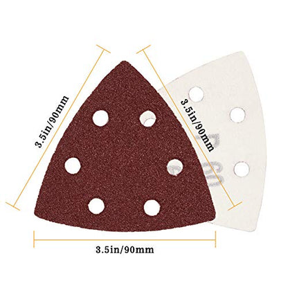 SPEEDWOX 50Pcs 60 Grit Triangle Sanding Pads, 90mm 6 Holes for Multi Tool - style: 60 Grit