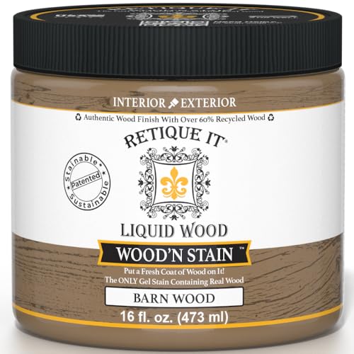 Retique It Wood'n Stain - Liquid Wood Gel Stain Interior/Exterior (16 oz (Pint), 45 Barn Wood) - color: 45 Barn Wood, size: 16 Fl Oz