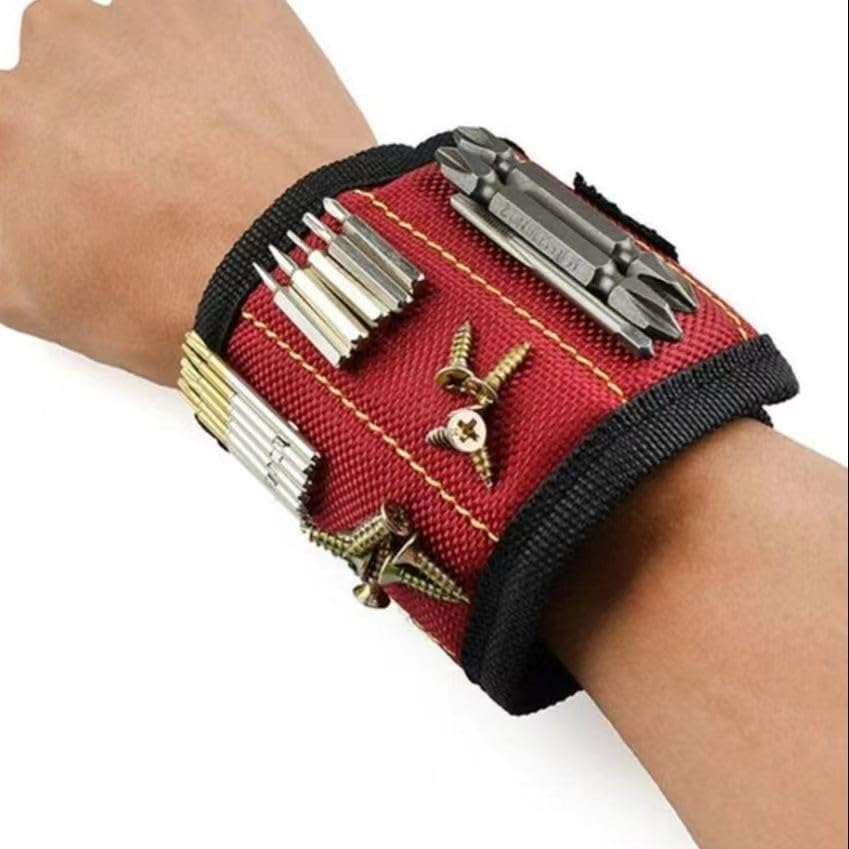 Magnetic Wristband for Tools - Magnet Tool Holder for Screws, Nails, Drill Bits, Handyman, Dad, Husband, Grandpa, Birthday Gifts, Cool Gadgets, Tool Belt for Men, Adjustable Wristband for DIY