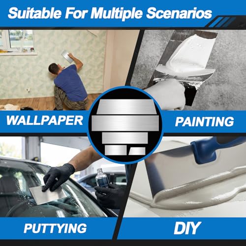 Outus 5 Pcs Auto Body Filler Spreader Tool Set, Multi-Size Steel Spreader