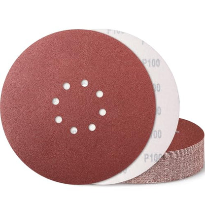 9 Inch 8 Hole Drywall Sanding Disc, 100 Grit 15 PCS Hook and Loop Sandpaper - style: Grit 100