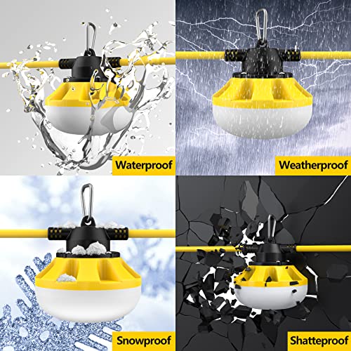 100FT LED Construction String Lights, with 10 Bulbs Industrial Grade 100W - size: 100FT 2 Prong (Yellow)