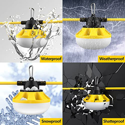 100FT LED Construction String Lights, with 10 Bulbs Industrial Grade 100W - size: 100FT 2 Prong (Yellow)