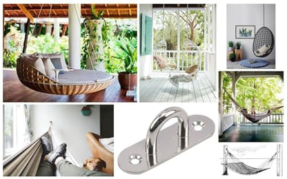 Heavy Duty 304 Stainless Steel Hammock Ceiling Hook Pad Eye Plates Corrosion Resistant (8 Pack M6 Stainless) - color: 8-PACK M6 STAINLESS