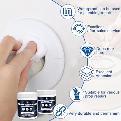 Epoxy Putty Sculpt Clay, 2 Part A & B for Sculpting, Modeling, Building, and Repairing, 1 Pound, White - color: White, size: 1 Pound