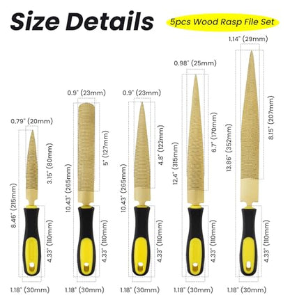 5PCS Double-Sided Wood Rasp File Set for for Woodworking