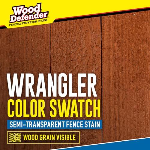 Wood Defender Semi-Transparent Fence Stain and Seal, Wrangler, 5-Gallon - color: Wrangler, size: 5 Gallon