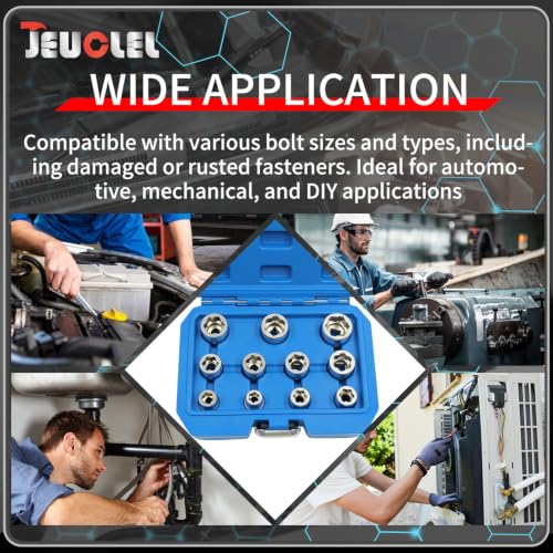 11PCS Metric Bolt Extractor Kit, 3/8" Drive Nut Remover Socket Tool - color: 11 Pcs Lug Nut Extractor 3/8 Inch Drive