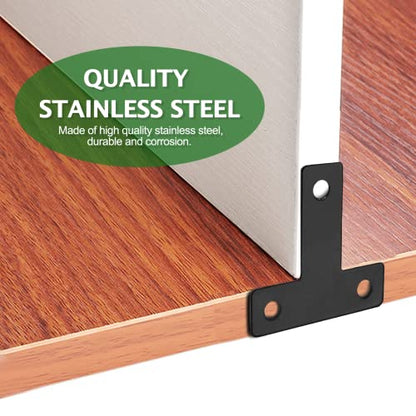 Uenhoy 20 Pcs T Shape Black Flat Brackets 1.57"x1.57" with Screws - size: 40x40mm/1.57"x1.57", style: T Shape