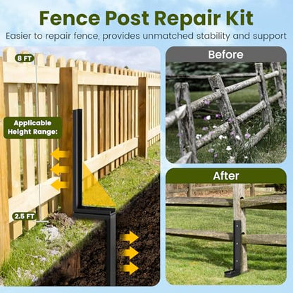 Housolution Fence Post Repair Kit,Separated Fence Post Anchor,4 Pack - size: 4 Pack