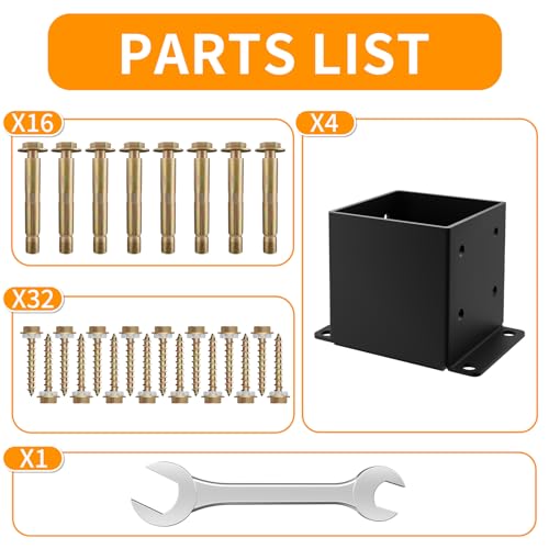 6x6 Post Base, ( Inner Size 5.6x5.6) Heavy Duty Post Anchor（4PCS） - size: 6x6 4