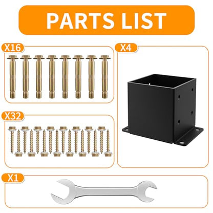 6x6 Post Base, ( Inner Size 5.6x5.6) Heavy Duty Post Anchor（4PCS） - size: 6x6 4