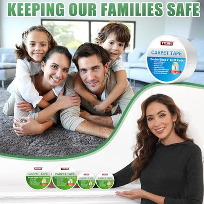 YYXLIFE Double Sided Carpet Tape for Area Rugs, Hardwood Floors, 2" x20YD - size: 2Inch x 20 Yards
