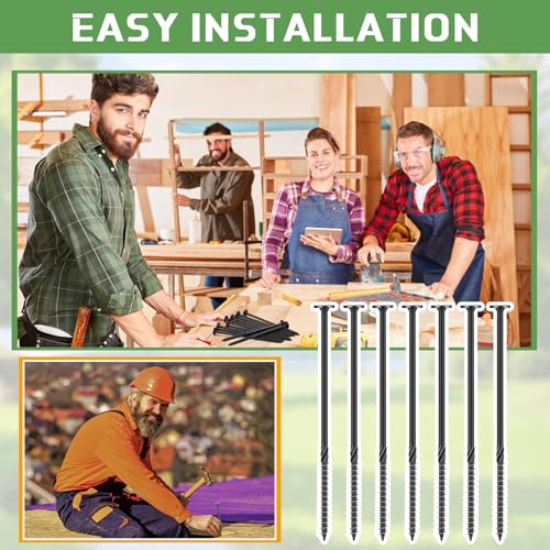 Hicarer 100 Pcs 6 Inch Lag Screws Structural Wood Screws #14 x 6, Heavy Duty Construction Screw Star Drive Timber Screw Bulk, Rust Resistant, Black Coated for Exterior Wood Log Decking Landscaping