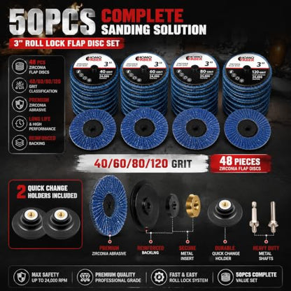 HOMO FABER 50Pcs Die Grinder Sanding Discs, 3 Inch Flap Discs Roll Lock - size: 3 Inch
