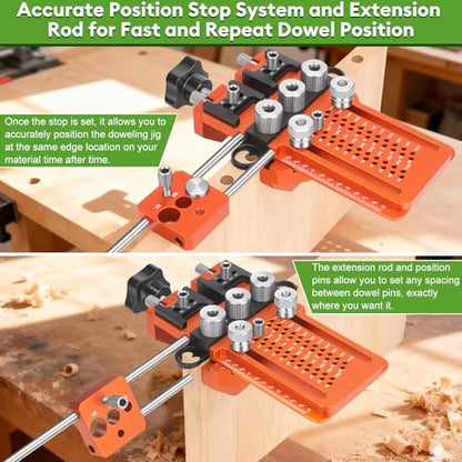 Dowel Jig Kit with Quick Positive Stop & Clamp, ADJ Doweling Jig