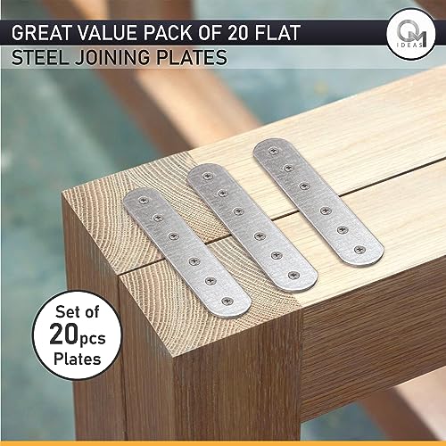 20 Pack Straight Flat Metal Connector Plates (2.36" x 0.63") Galvanized Steel Repair & Joining Brackets for Shelves, Furniture, Wood Fixing & DIY Projects - size: 2.36" x 0.63" (60 x 16mm)