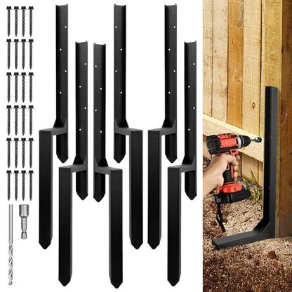 Heavy Duty Fence Post Repair Kit, Anchor Spike, Double-Leg, Set 6 - color: Set 6