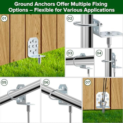 Swing Set Anchors 20" – Heavy Duty Ground Anchors Screw in with L-Brackets & Drill Adapter, Fully Welded Spiral Earth Anchor for Storage Sheds, Trampoline, Fence, Carports - size: 2 Pack