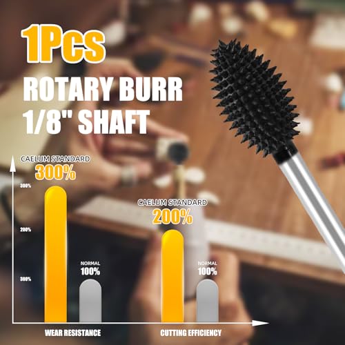 CAELUM Flame Carbide Rotary Burr 1 Pcs, 1/8" Very Coarse Wood Carving Kit - color: Flame