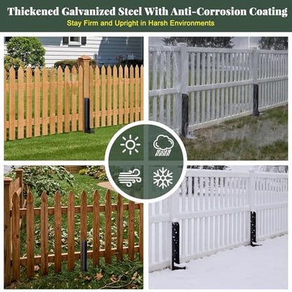 Fence Post Repair Kit, 4 Pack Ground Anchor Stakes for Wood Posts
