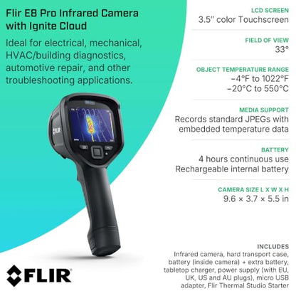 Flir E8 Pro Thermal Imaging Camera, WiFi, 320x240 MSX, Ignite Cloud - color: E8 Pro Wifi