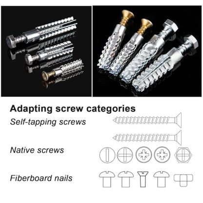 60 Pack Hollow Wall Anchor with Screws,Loose Hinge Hole Repair Kit for Concrete Wall, Metal Expansion Bolt for Drywall (5/16 inch) - size: 5/16 inch