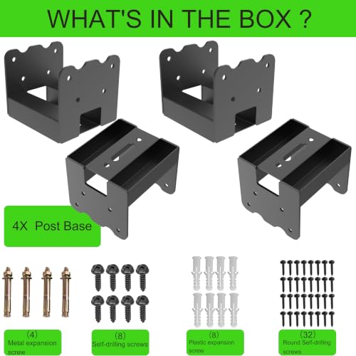 Eurydice 6x6 Deck Post Base Anchor Brackets Inner 5.6"x5.6",4PC Heavy Duty - size: 6 IN-4PC