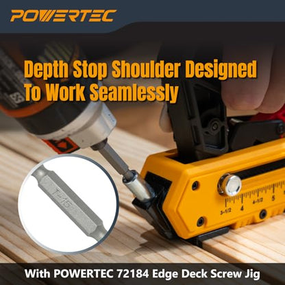 POWERTEC 4 in. T15 Torx Driver Bit (2 Pack) - S2 Alloy Steel Decking Bits with Depth Stop, 1/4" Hex Shank for Drills & Impact Drivers, Compatible with Edge Deck Jigs (72187) - color: T15 Torx Driver Bit (4")