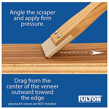 Fulton Veneer Scraper with Beveled Edges and Hardwood Handle for Applying