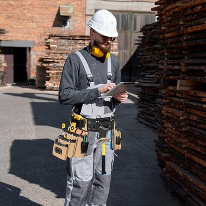 Fueri Electrician Tool Belt Combo with Back Support Padded Belt - color: Black and Beige, size: Large ( 36'' - 42'' )