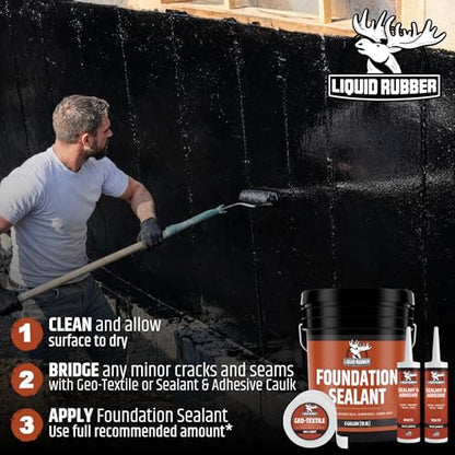 Liquid Rubber Foundation Sealant Basement Waterproof Sealer, Black, 12 Pack - size: 5 Gallon - 12 Pack