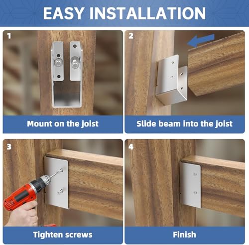 Concealed Joist Hanger,2" x 4" Hanger (Galvanizing 12 PCS) - size: Galvanizing 2" x 4"- 12 PCS