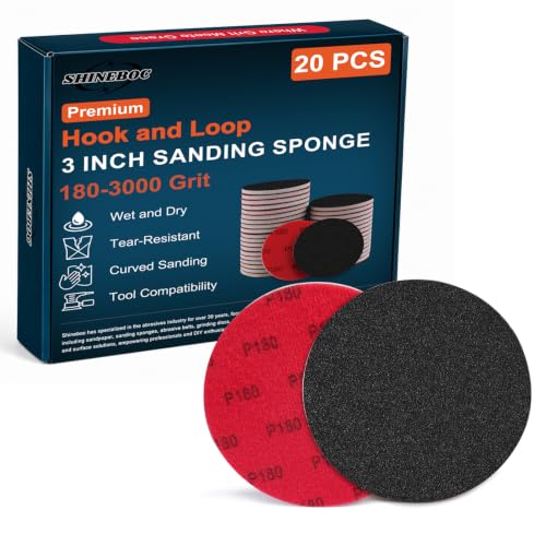 Shinboc 20 PCS 3 Inch Sanding Sponge Assortment, Hook and Loop Sanding Disc - style: Mix Grit