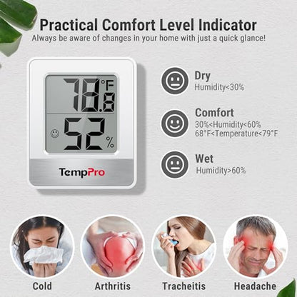 TempPro TP49 3 Pack Digital Hygrometer Indoor Thermometer - size: Digital Indoor Thermometer