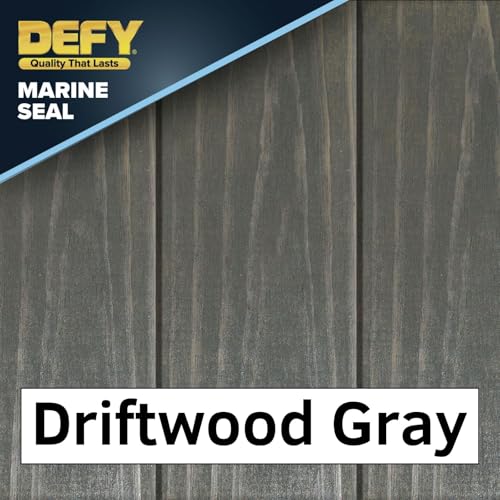 DEFY Marine Sealer - Semi-Transparent Waterproof Wood Stain, Marine Wood Sealer, Driftwood Gray - 1 Gallon - color: Driftwood Gray, size: 1 Gallon