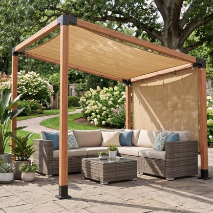 4 PCS Pergola Angled Corner Brackets with 4 Post Bases & Covers - size: 12-Pc Lean-To Kit: 4P Corner+4P Base&Cover