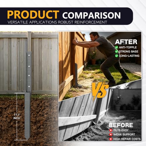 Fence Post Repair Kit – Heavy Duty Anchor for Leaning Wood Posts 1-Pack