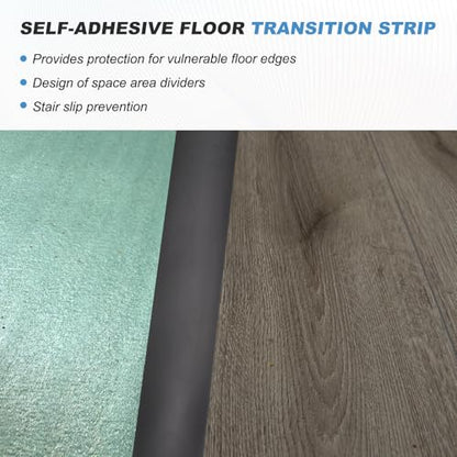 2Pcs Floor Transition Strip 3.94ftx3 PVC Vinyl Tile Edge Trim