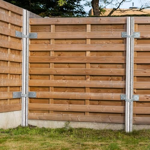 Chain Link Fence 2-1/2"" (2-3/8"" OD) Wood to Steel Corner Bracket, Wood Fence to Steel Post Adapters, Adapter Brackets (Pack of 4), silver