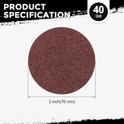 100Pcs Sanding Discs 3Inch 40Grit Hook and Loop Sandpapers Red - size: 3 Inch(40 Grit)
