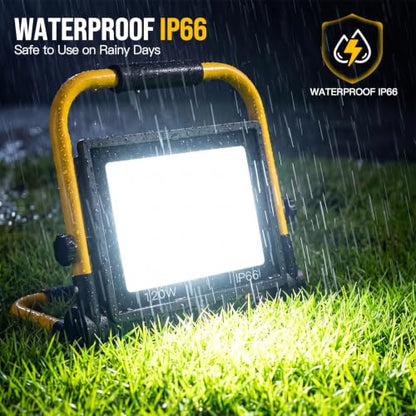 14500LM LED Work Light, 120W Portable Work Light, IP66 Waterproof - color: Pale Yellow