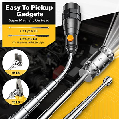 Magnetic Pickup Tool Set with Inspection Mirror, Birthday Gifts For Men