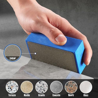 Diamond Hand Polishing Pads, 5PCS Diamond Sanding Pads 60/120/240/400/1000 Grit Sanding Block Foam Backing for Tile Glass Stone Marble Granite Ceramics Metal Wet&Dry (Plane) - color: Plane-5Pcs