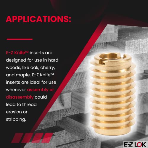 E-Z LOK Thread Insert for Hard Wood, 0.25-20, 0.75 in, 10 ct