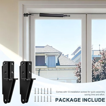 2 Pack Screen Door Closer Bracket, Replacement Post Jamb Bracket with Screws, Compatible with V1709 & V1346 for Lanai Screen Door Closers (Black)